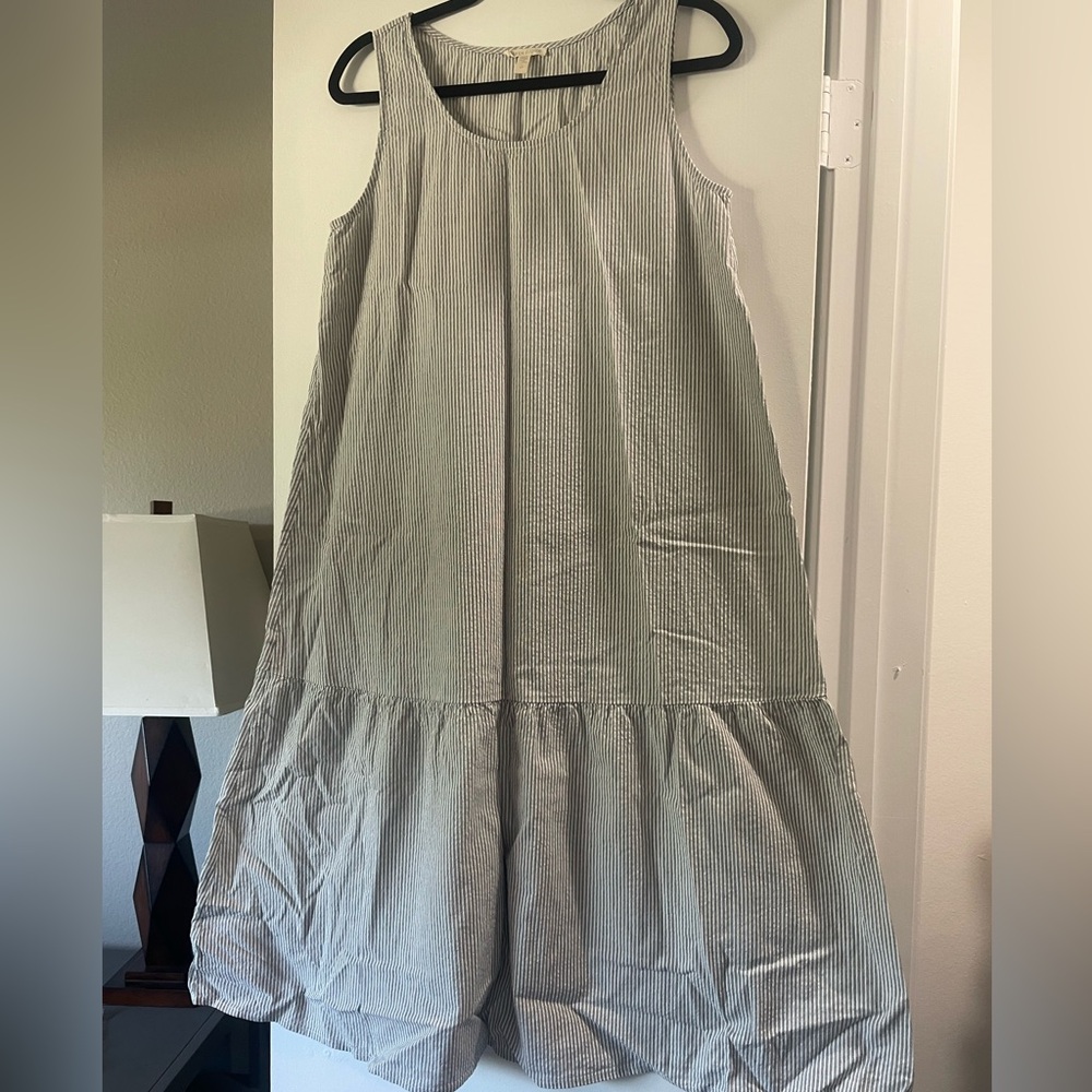 Eileen Fisher Classic Striped Sleeveless Maxi Dress